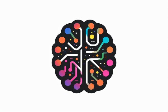 AI Brain Chip tms. Artificial Intelligence iconography guidelines human digital communication mind circuit board. Neuronal network hie smart computer processor ai productivity