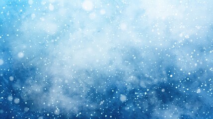Fototapeta premium Winter Dreamscape - Soft Snowfall over a Mystical Blue Clouded Sky, a Tranquil and Enchanting Wintry Scene