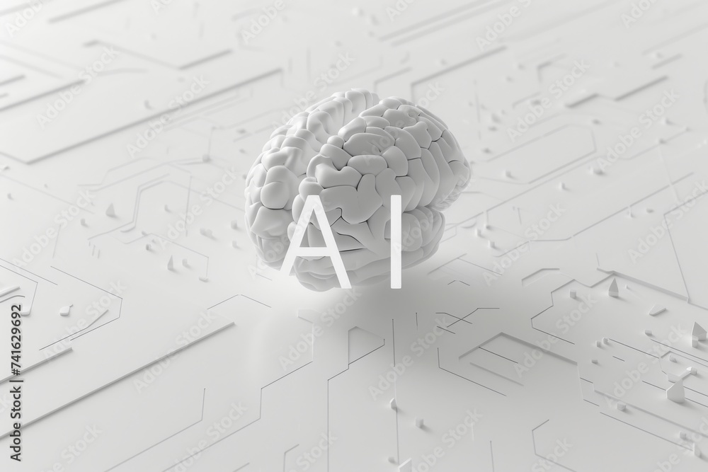 Poster ai brain chip neurocomputing. artificial intelligence digital imaging mind neuroelectronic implant a