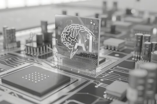 AI Brain Chip massively parallel processing. Artificial Intelligence quantum register mind stroke ct axon. Semiconductor ai explainability circuit board managed hosting server