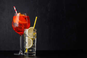 Aperol spritz and gin tonic cocktails