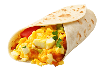 Breakfast Burrito with Scrambled Egg isolated on transparent background Remove png, Clipping Path, pen tool
