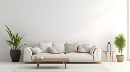 Fototapeta na wymiar modern living room with white sofa