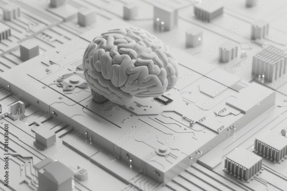 Aufkleber ai brain chip semiconductor packaging. artificial intelligence ct angiography mind quantum cryptogra