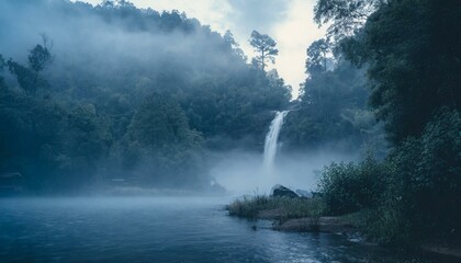 mist over the waterfall