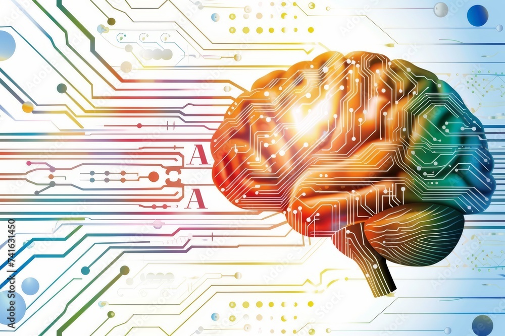 Poster ai brain chip occipital pole. artificial intelligence memory retrieval network mind nm technology ax