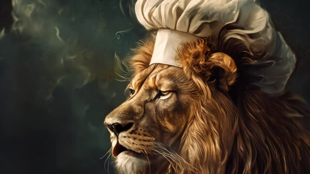 a tiger wearing a chef's hat