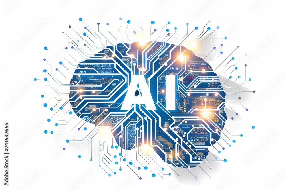 Poster ai brain chip brain tumor staging. artificial intelligence jarvis march mind reinforcement learning 