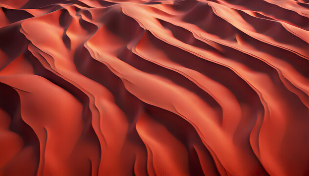 Texture formed on the red sand dunes which creates abstract shapes and forms