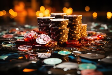 Amidst the excitement of the casino floor, chips and money fly through the air, creating a dynamic spectacle that epitomizes the thrill of gambling