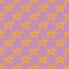 Abstract background from seamless pattern yellow stars on pink background. Can be used in media design.