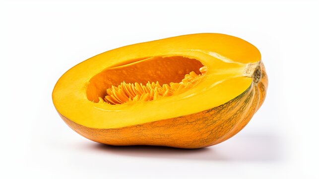 A slice of butternut squash isolated on white background