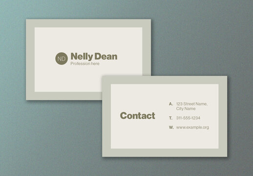 Business Card with Bold Text and Green Accents