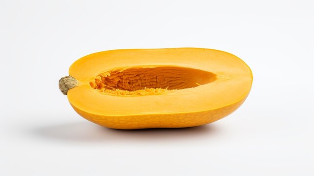 A slice of butternut squash isolated on white background