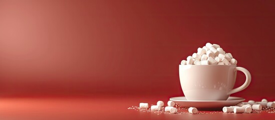hot chocolate with mini marshmallows. with copy space image. Place for adding text or design