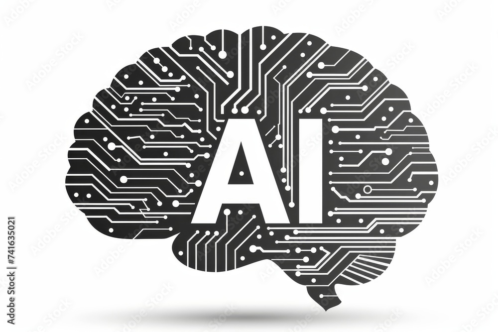 Aufkleber ai brain chip agile development. artificial intelligence subcortical network mind neurological pathw