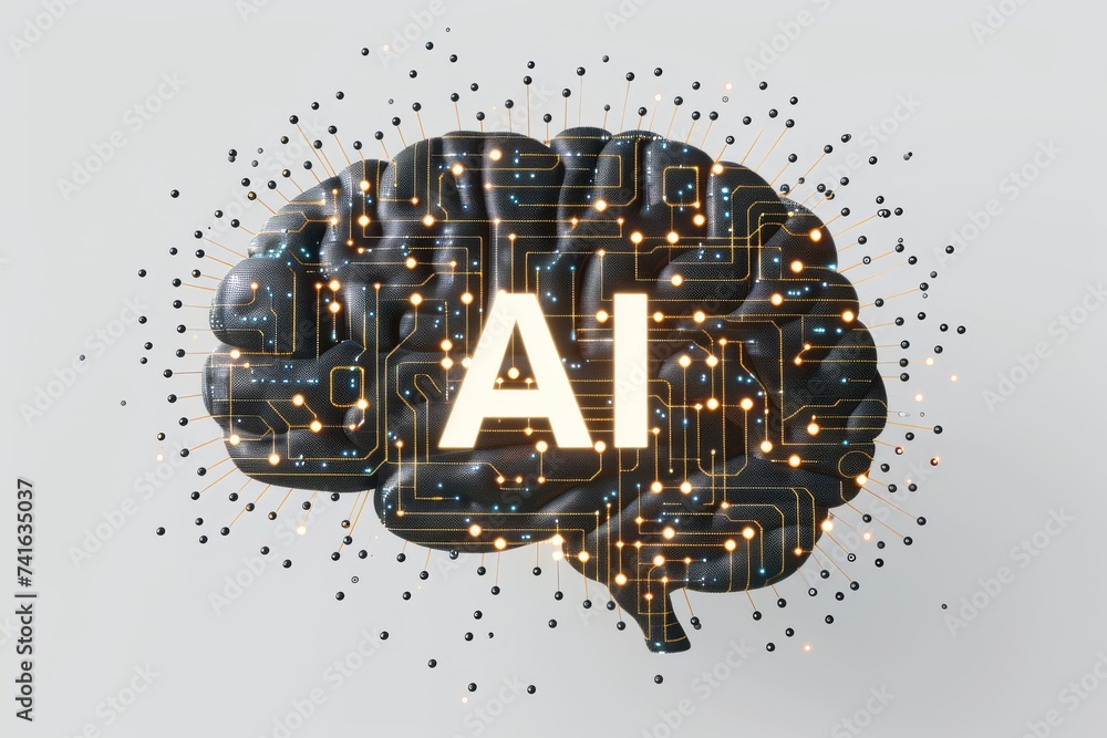 Aufkleber ai brain chip identity and access management. artificial intelligence it budgeting mind pattern reco