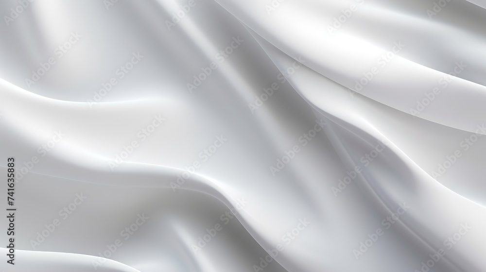 Poster abstract soft waves of white fabric highlights future background. 3d illustration and rendering