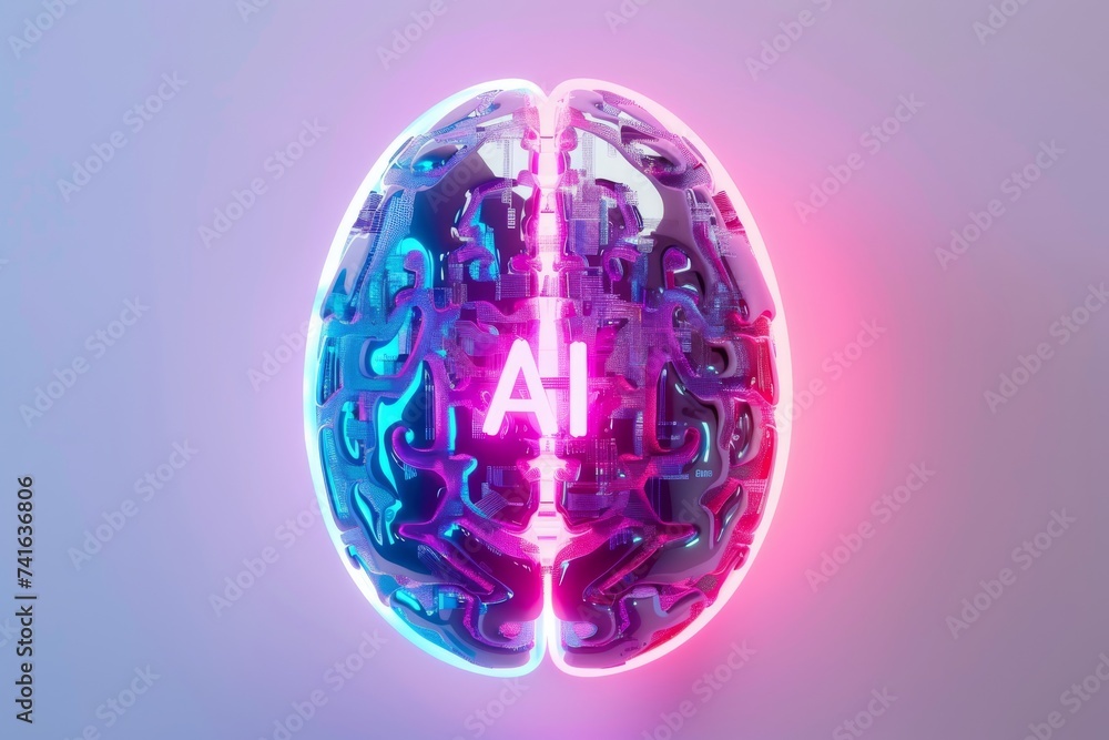 Aufkleber ai brain chip neural interface chips. artificial intelligence neurological deficits mind psychiatric