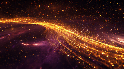 Obraz premium A vibrant holiday background with purple and yellow hues adorned with scattered stars, creating a celestial atmosphere.