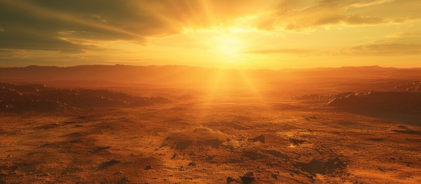 dry cracked earth at the sunset. with copy space image. Place for adding text or design