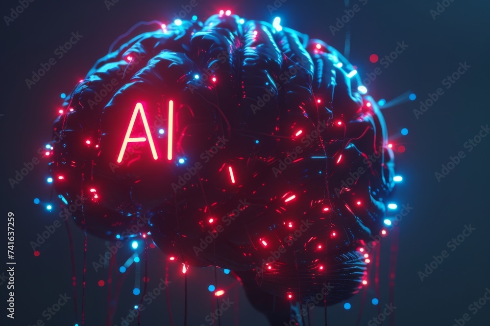 Aufkleber ai brain chip transcranial direct current stimulation. artificial intelligence expansion slots mind 