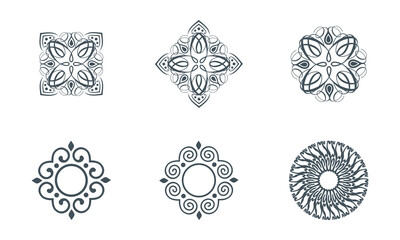 Nice logo mandala design of a flower monochrome