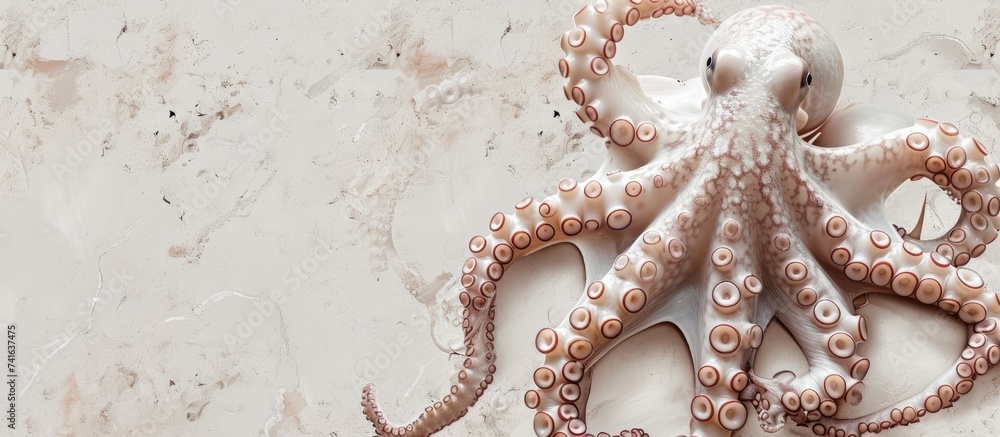 Poster Common octopus in Adriatic sea Croatia. with copy space image. Place for adding text or design