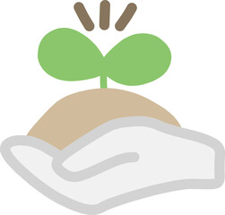 エコや環境保護などをイメージした、地面から出た芽を手で持っているアイコンのイラスト