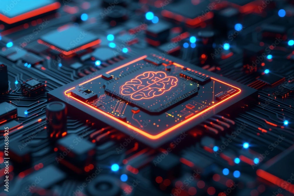 Poster ai brain chip central nervous system tumors. artificial intelligence nmda receptors mind billing man