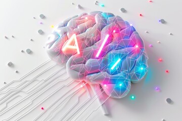 AI Brain Chip neurotrophin 4. Artificial Intelligence prefrontal cortex human memory mind circuit board. Neuronal network ai education smart computer processor brain empowerment - obrazy, fototapety, plakaty