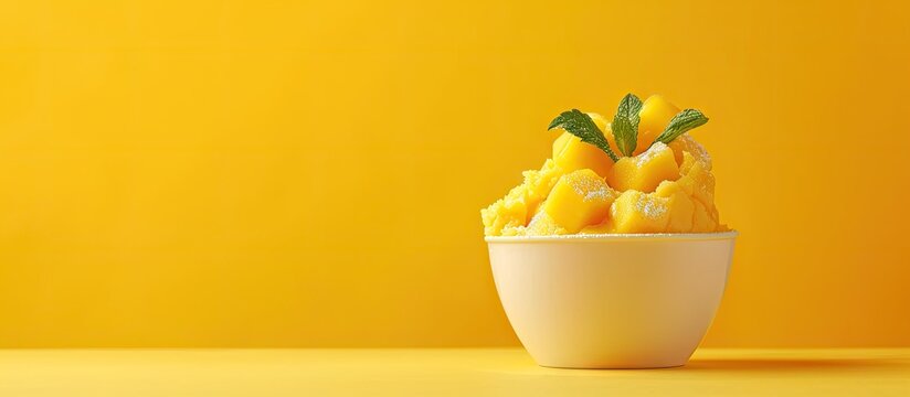 korean shaved ice dessert mango bingsu. with copy space image. Place for adding text or design