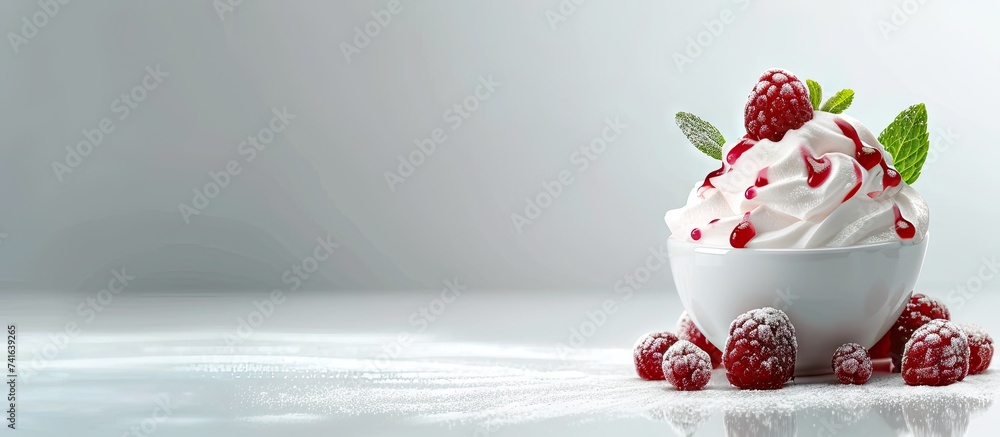 Poster Ice cream sundae. with copy space image. Place for adding text or design