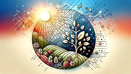 Obraz premium Generative AI Spring Icon