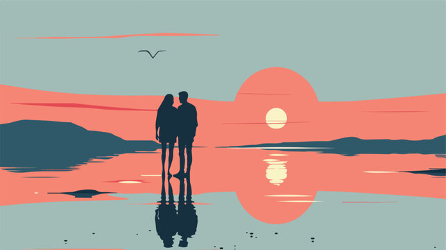 Romantic Couple Vector Flat Minimalistic Isolated