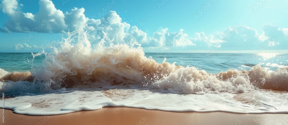 Aufkleber shore breaking wave. with copy space image. Place for adding text or design