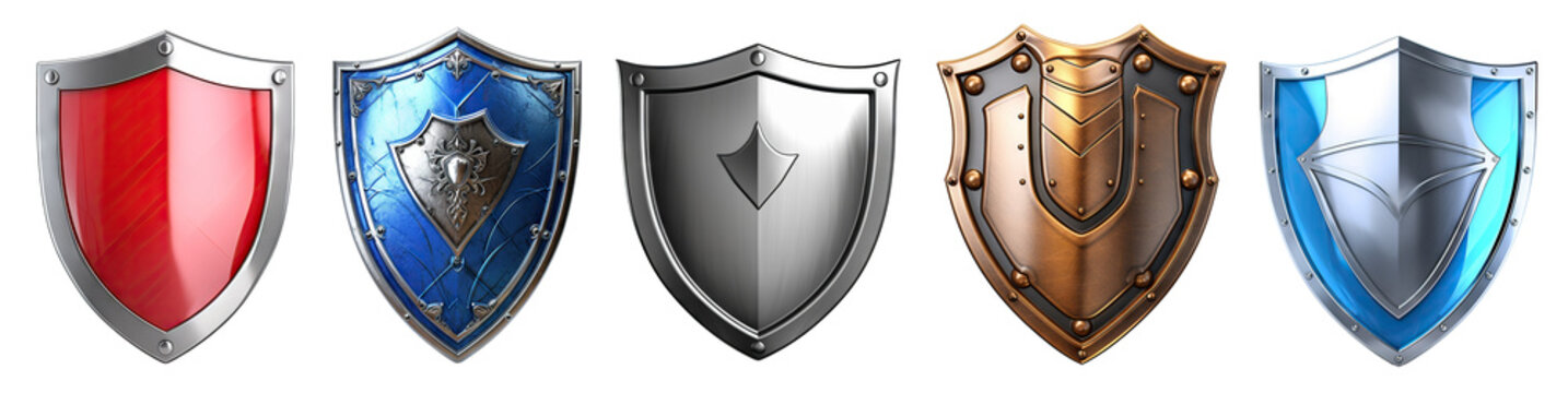 Set of shields cut out. Protect and security concept