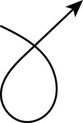 Hand drawn arrows. Hand drawn freehand different curved lines, swirls arrows. Curved arrow line. Doodle, sketch style. Isolated Vector illustration.