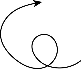 Hand drawn arrows. Hand drawn freehand different curved lines, swirls arrows. Curved arrow line. Doodle, sketch style. Isolated Vector illustration.