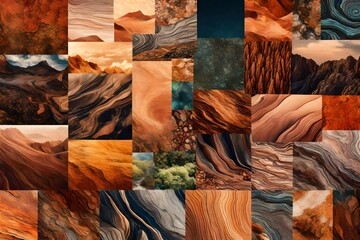 A collage of different natural Earth textures mixed in beautiful abstract background, Generative AI