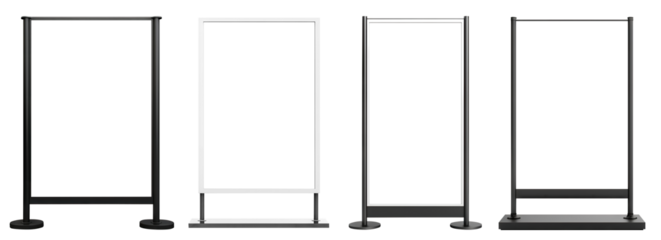 Set of sidewalk advertising stands, cut out