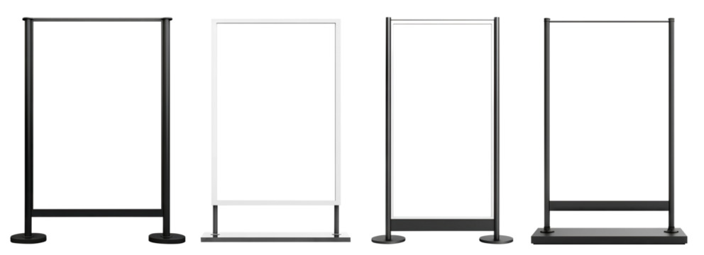 Set of sidewalk advertising stands, cut out