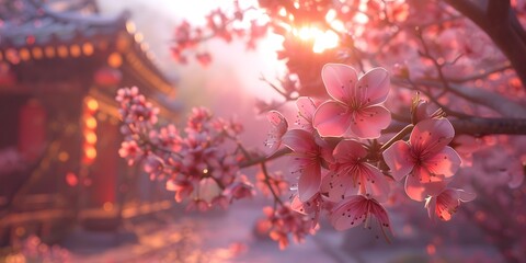 Obraz na płótnie Canvas cherry blossoms，With Generative AI technology