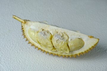 Durians fruit on white background. Harvest from Wonosobo, Indonesia.