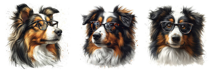 A Shetland Sheepdog In Scholarly Square-Framed, Isolated Transparent Background Images