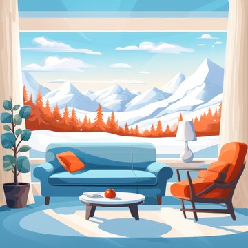 Stylish Room White Color Sofa Winter, Isolated Transparent Background Images
