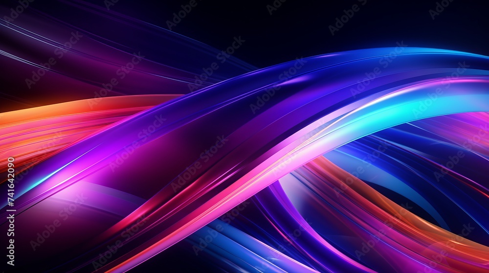 Poster colorful motion elements with neon led illumination. abstract futuristic background