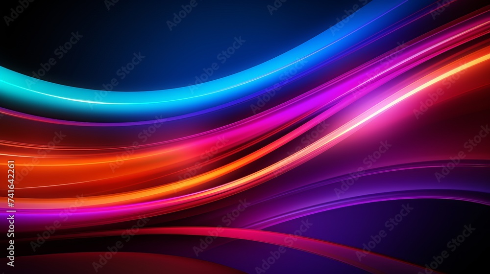 Poster colorful motion elements with neon led illumination. abstract futuristic background