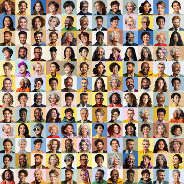 Collage of diverse people from all generations, depicting society