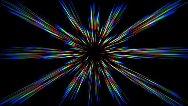 looped 3d animation. rotating rainbow rays